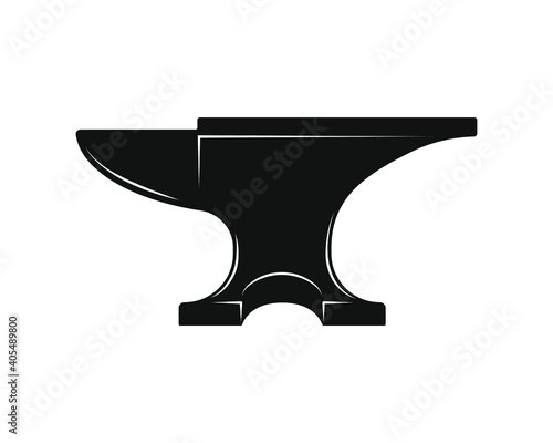Anvil shape vector icon. Blacksmith workshop sign. Metal forging industry symbol. Iron and steel craft logo. Black clip-art silhouette.
