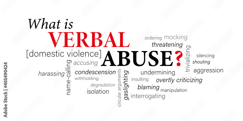 WHAT IS VERBAL ABUSE ? [DOMESTIC VIOLENCE] black and red vector word cloud  Stock-Vektorgrafik | Adobe Stock