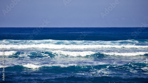 Blue wave, Clear water and spray on the Atlantic ocean
