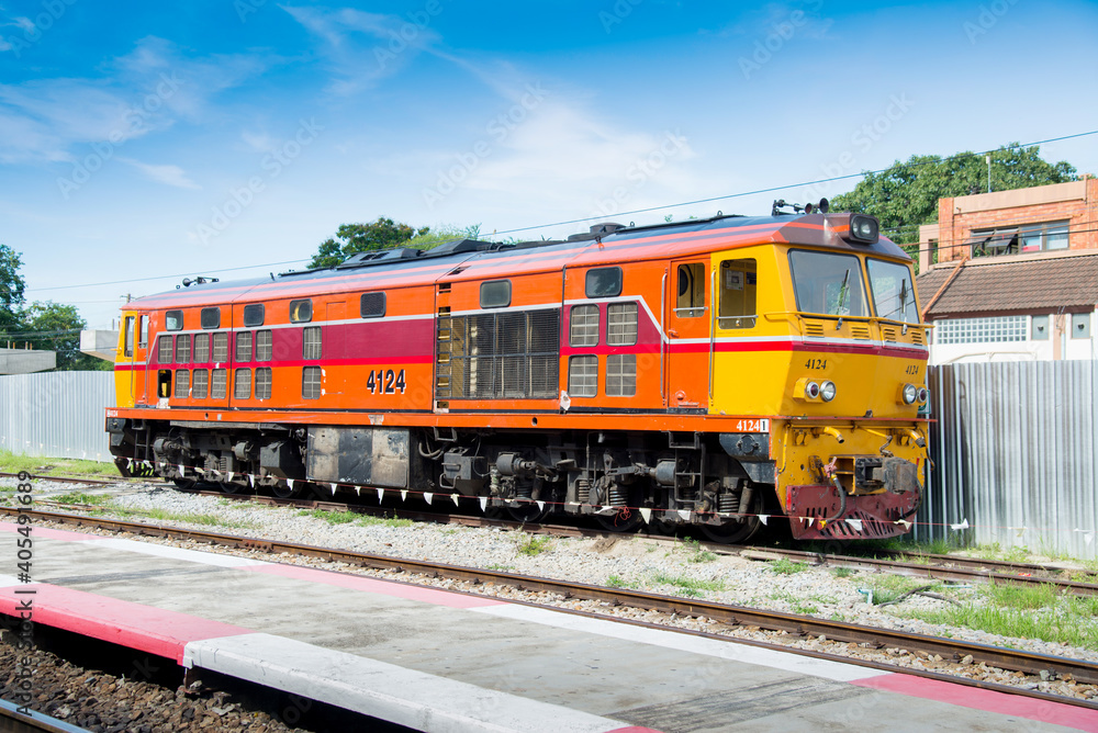 Train at Hua Hin Station, one of the oldest train stations in Thailand.