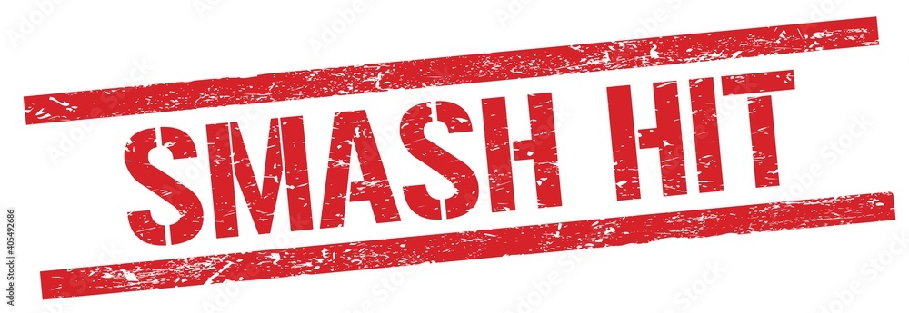 SMASH HIT text on red grungy rectangle stamp. SMASH HIT text on red grungy rectangle stamp.