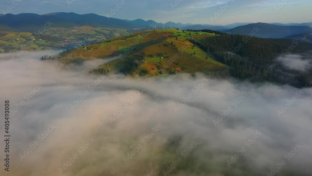4K Aerial view of an amazing summer sunrise over villages with old houses from Bucovina Romania 4K Aerial view of an amazing summer sunrise over villages with old houses from Bucovina Romania