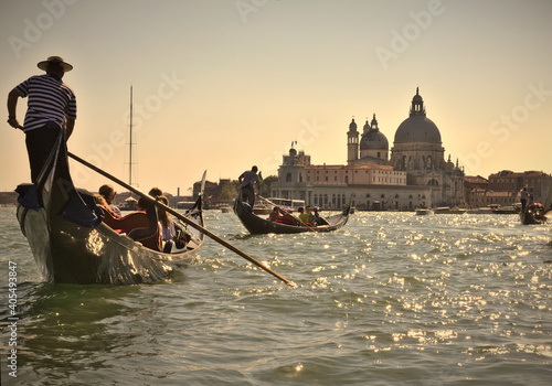 Sunset in Venice with the Saint Mary of Health church (Santa Maria della Salute) in the background © TravelWorld