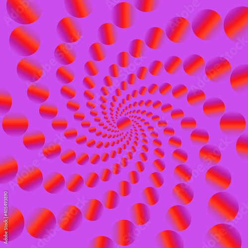 Red balls. Spin illusion.