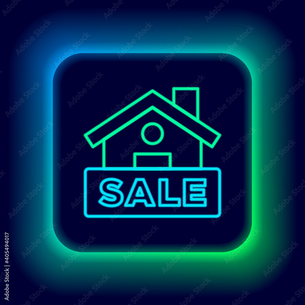 Glowing neon line Hanging sign with text Sale icon isolated on black background. Signboard with text Sale. Colorful outline concept. Vector. Glowing neon line Hanging sign with text Sale icon isolated on black background. Signboard with text Sale. Colorful outline concept. Vector.