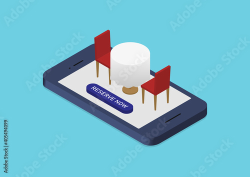 レストランのWeb予約のイラスト素材