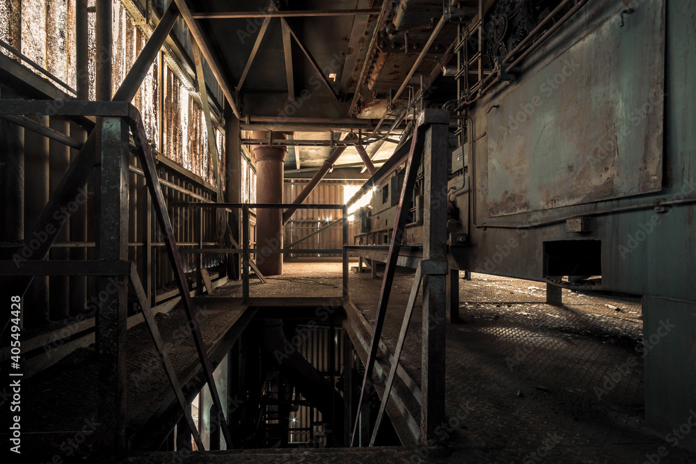 Creepy abandoned industry area with natural decay a lost place a decayed factory hall