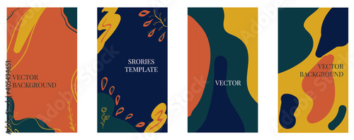 Vector set of abstract backgrounds for stories in social networks. 2021 fashion flower backgrounds for social media, bloggers, posters, postcards, invitations