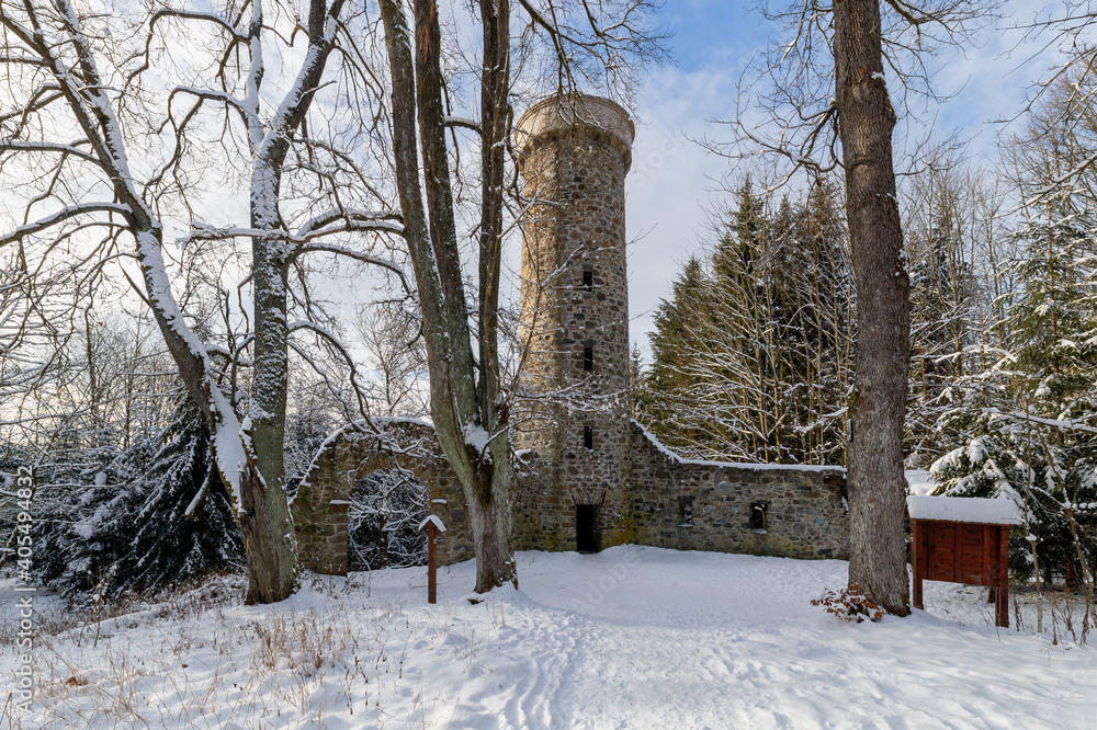 Hamelika lookout tower was built in the shape of a romantic castle ruins - Marianske Lazne (Marienbad) - Czech Republic