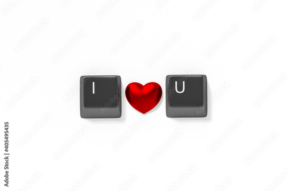 Black computer keyboard button I Love You text with heart sign symbol 3d  rendering. 3d illustration Internet dating of Love and Valentines Day  greeting card template minimal concept. Stock Illustration | Adobe