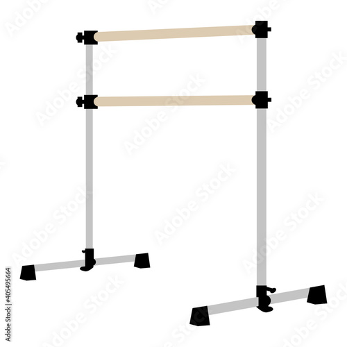 Ballet barre, studio equipment ballerina room, vector illustration, wood amd metal