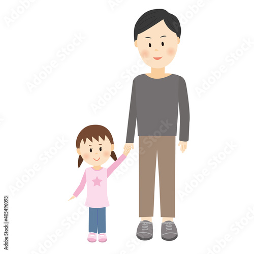 親子　手を繋ぐ