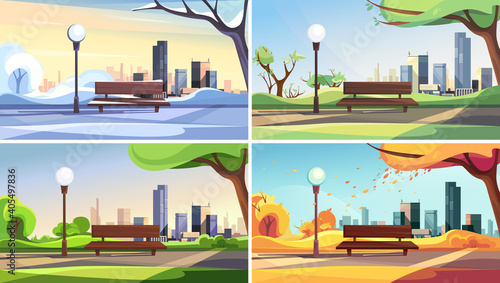 City Park in different times of year. Beautiful outdoor scenes.
