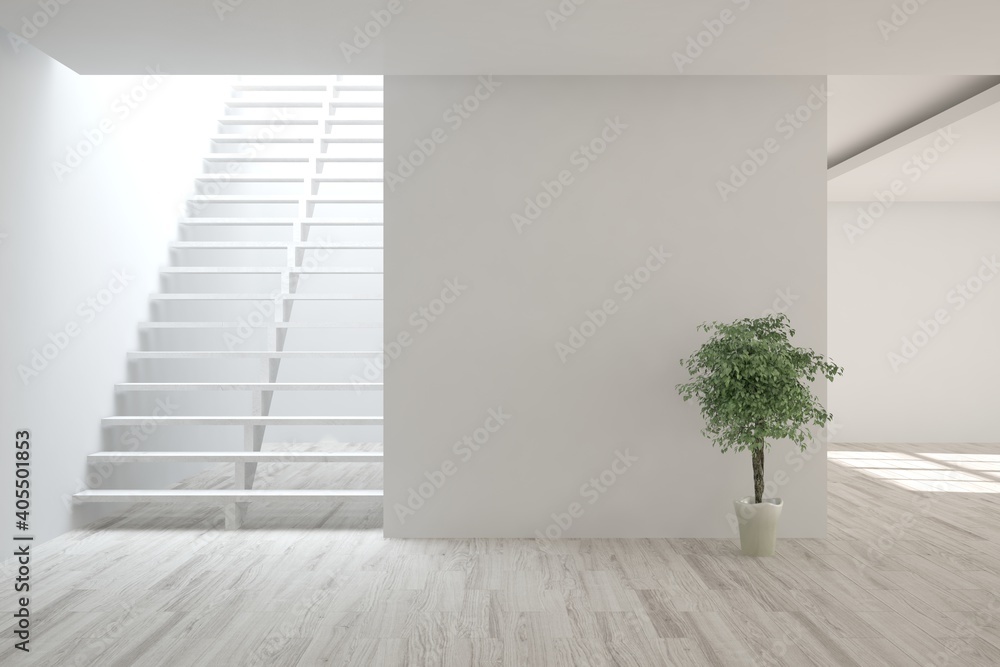 Fototapeta premium White empty room. Scandinavian interior design. 3D illustration