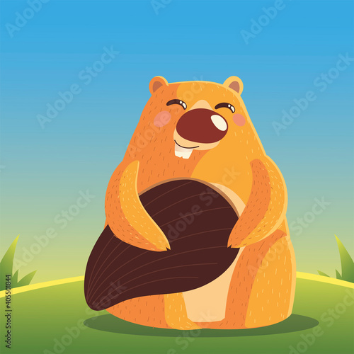 beaver mammal rodent cartoon animal wild