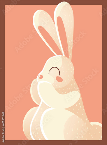 cute white rabbit wildlife portrait cartoon animal design