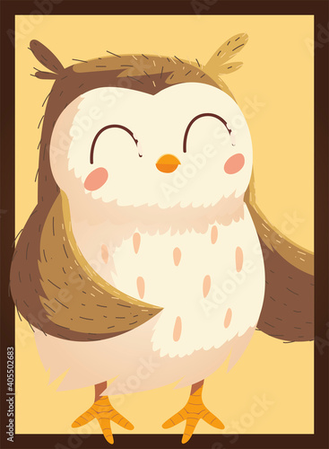 cute owl bird portrait wildlife cartoon animal
