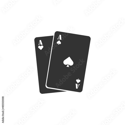 Royal black poker card icon on white background. Flat vector isolated