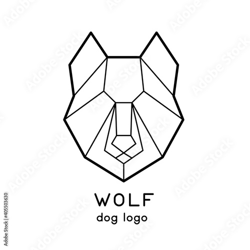 Polygonal vector wolf or dog head logo design