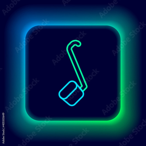 Glowing neon line Sauna ladle icon isolated on black background. Colorful outline concept. Vector.