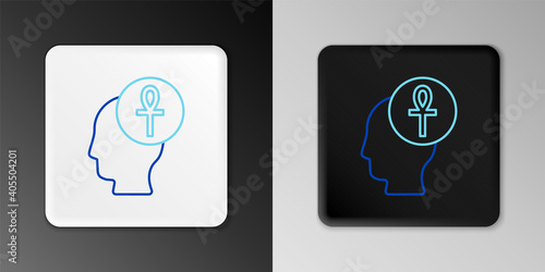 Line Cross ankh icon isolated on grey background. Colorful outline concept. Vector.