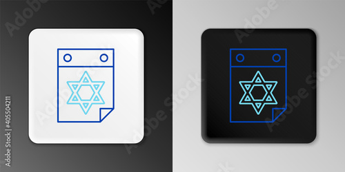 Line Jewish calendar with star of david icon isolated on grey background. Hanukkah calendar day. Colorful outline concept. Vector.