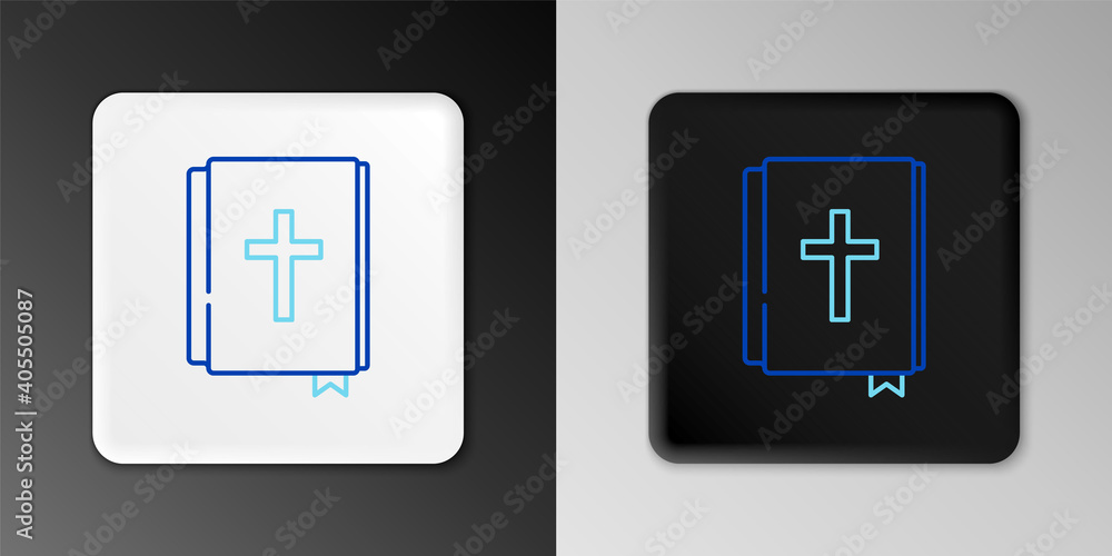 Line Holy bible book icon isolated on grey background. Colorful outline concept. Vector. Line Holy bible book icon isolated on grey background. Colorful outline concept. Vector.