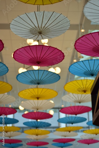 colorful umbrellas in the market