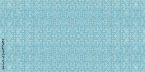 Decorative background pattern with floral ornament. Blue shades. Seamless wallpaper texture. Vector image