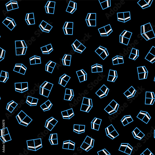 Line Kaaba mosque icon isolated seamless pattern on black background. Kaaba hajj Mecca pray pilgrimage Ramadan Islam muslim mosque. Vector.