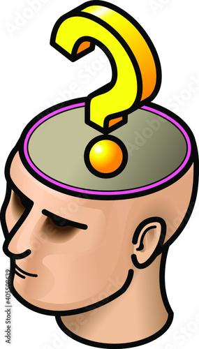 Head with a yellow question mark.
