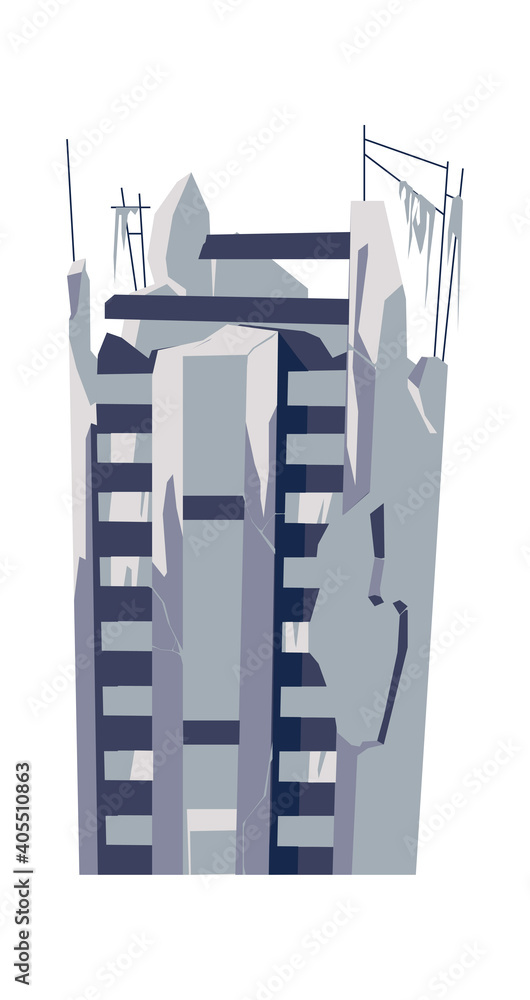 Vecteur Stock Destroyed building, damaged structure, consequences of a ...