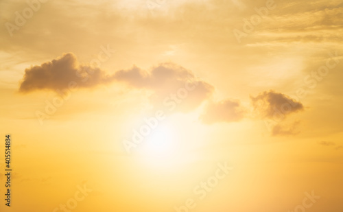 Orange sunrise sky and clouds fluffy in the morning beautiful nature background 