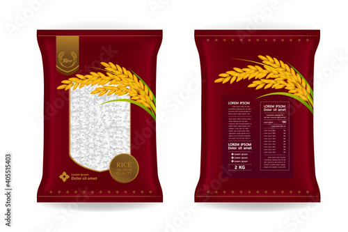 Premium Rice Product Package Mockup vector illustration