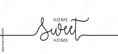 Slogan Home sweet home, home is where the heart is or home is where your heart is. Possitive, motivation and inspiration message moment. Romantic, wedding signs. Fun vector romance quote.  photo