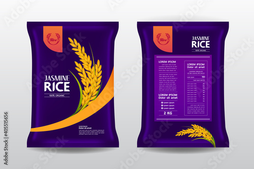 Premium Rice Product Package Mockup vector illustration
