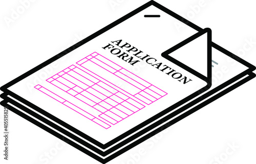 A stapled document - generic application form.