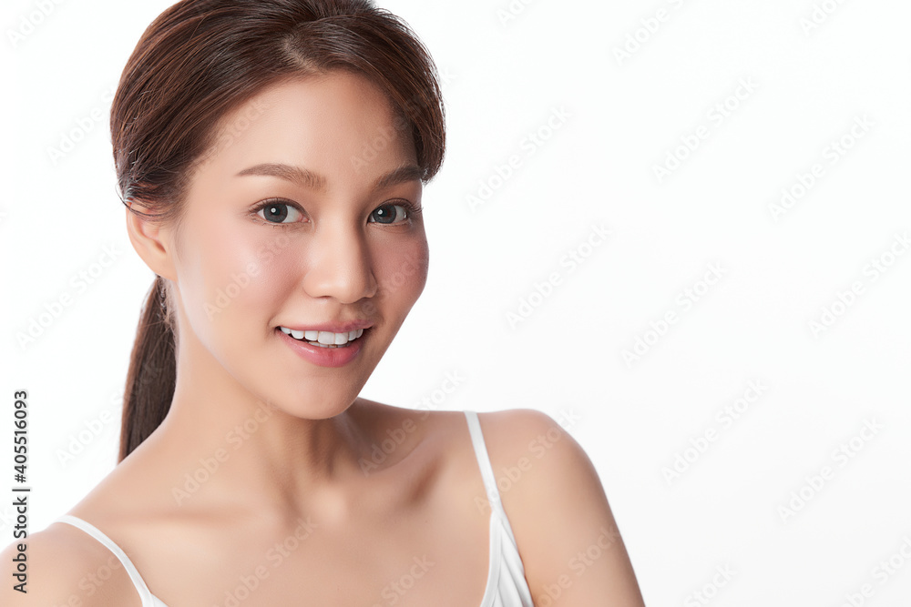 Beautiful young asian woman with clean fresh skin on white background, Face care, Facial treatment, Cosmetology, beauty and spa, Asian women portrait Beautiful young asian woman with clean fresh skin on white background, Face care, Facial treatment, Cosmetology, beauty and spa, Asian women portrait