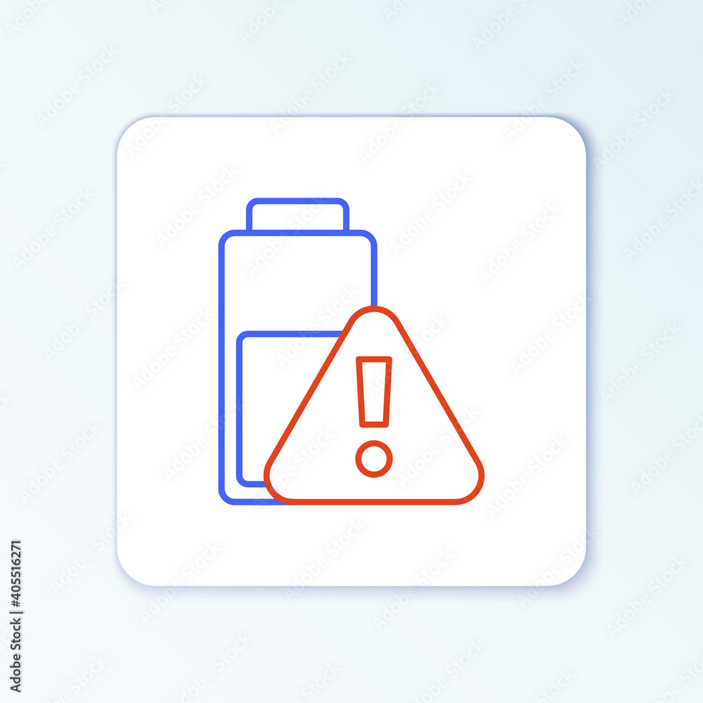 Line Smartphone battery charge icon isolated on white background. Phone with a low battery charge. Colorful outline concept. Vector. Line Smartphone battery charge icon isolated on white background. Phone with a low battery charge. Colorful outline concept. Vector.