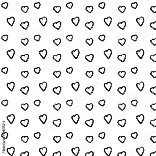 Hand-drawn doodle seamless pattern with hearts. Valentines day pattern heart drawing © Тетяна Яцишина