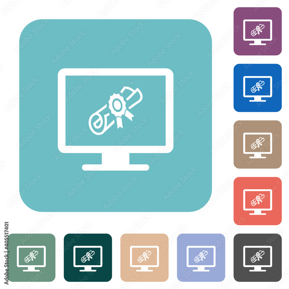 Webinar on monitor rounded square flat icons Webinar on monitor rounded square flat icons