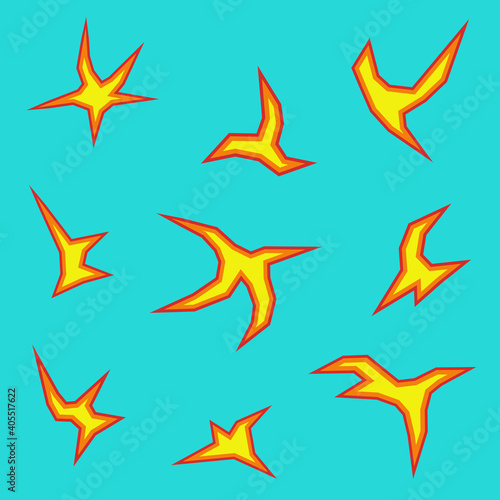 Blue vector background with various flames.