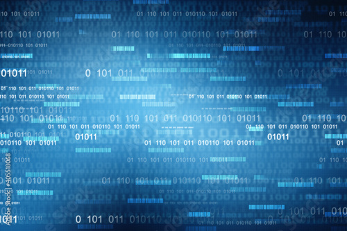 Slika na platnu 2d illustration abstract digital binary data on computer screen