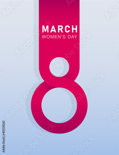 Modern vector postcard for 8 March. International Women's Day. Number 8 in an unusual shape. Can be used in brochures, advertisements, banners. EPS 10.