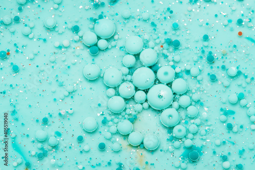 Abstract blue background of color mint bubbles