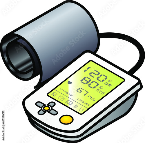 A blood pressure tester with an inflatable cuff.