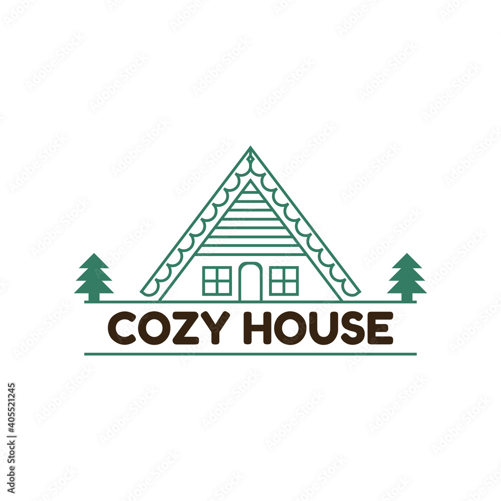 Vector illustration of icon chalet in the forest or in the mountains. For hospitality or tourism business Vector illustration of icon chalet in the forest or in the mountains. For hospitality or tourism business