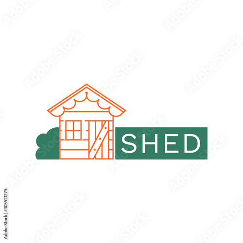 Vector illustration of icon shed lodge. Tool house, garden or farm work