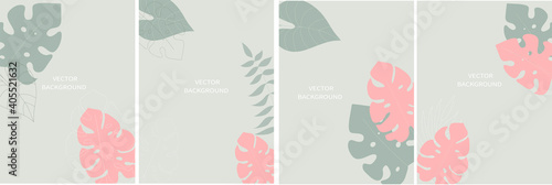 Vector set of backgrounds with copy space for text - summer backgrounds for banner, greeting card, poster and advertising