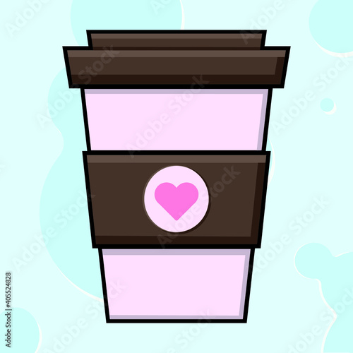 Vector illustration of a cardboard coffee cup from a coffee shop.